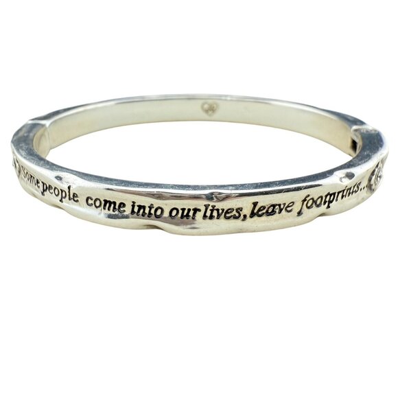 Brighton Silver-Tone Hinged Bangle Bracelet Inspirational Engraved Message With - Picture 1 of 9
